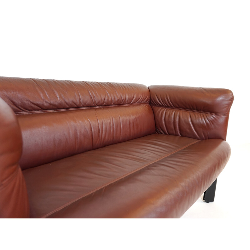 Vintage 2-seater leather sofa by Marco Zanuso for Poltrona Frau, Italy 1980