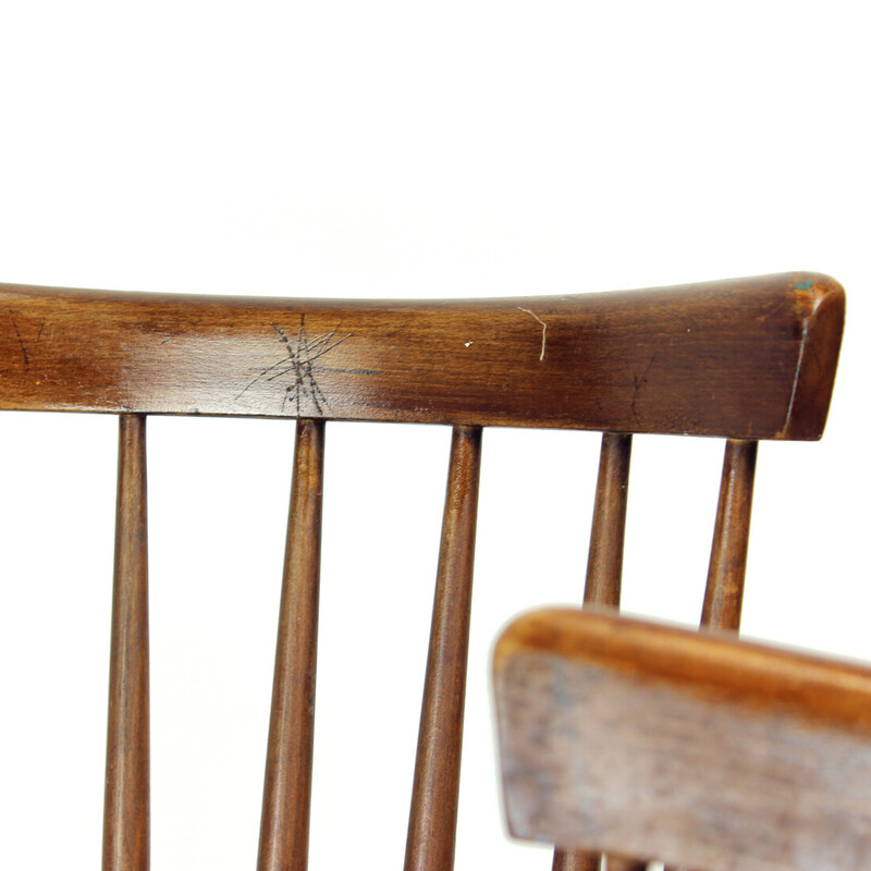 Conjunto de 4 cadeiras Ironica vintage em madeira de carvalho e contraplacado para Ton, Checoslováquia 1960