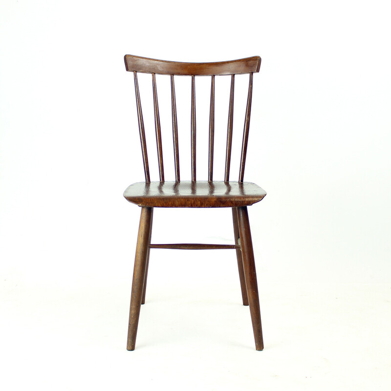 Conjunto de 4 cadeiras Ironica vintage em madeira de carvalho e contraplacado para Ton, Checoslováquia 1960