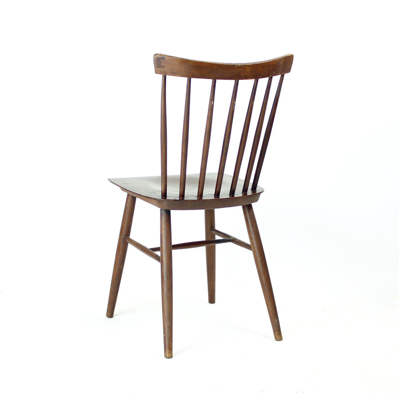 Set of 4 vintage Ironica chairs in oak wood and plywood for Ton, Czechoslovakia 1960