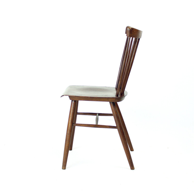 Lot de 4 chaises vintage Ironica en bois de chêne et contreplaqué pour Ton, Tchécoslovaquie 1960