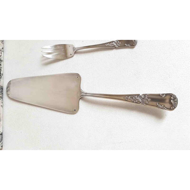 Twelve vintage silver-plated dessert forks, France 1960