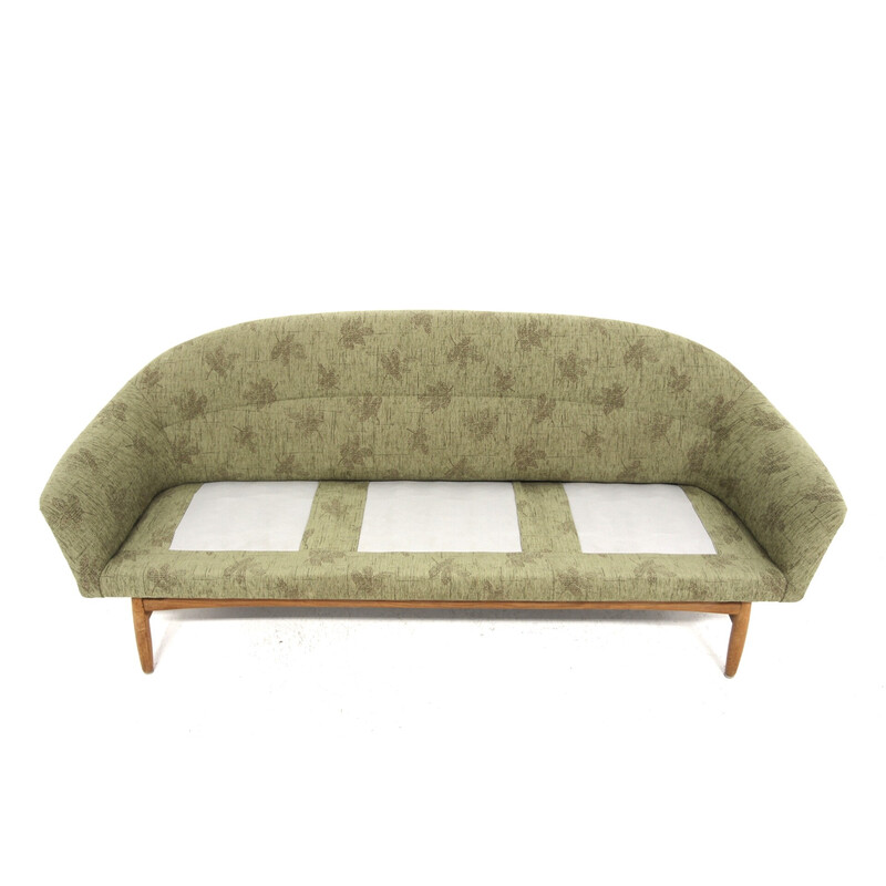 Vintage 3-seater sofa in oak and fabric, Sweden 1950