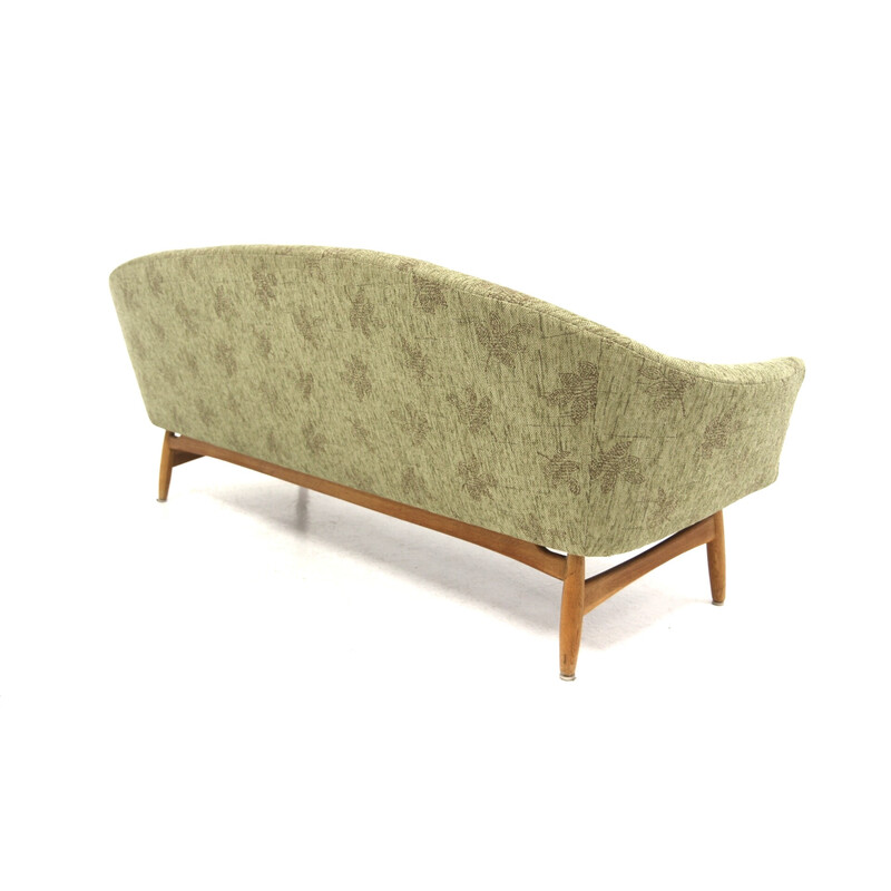 Vintage 3-seater sofa in oak and fabric, Sweden 1950