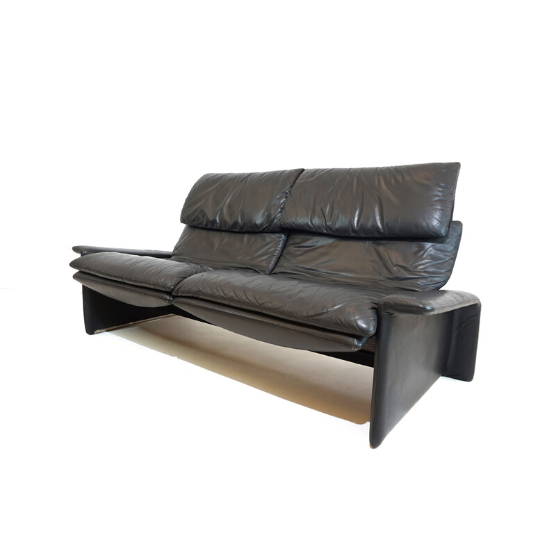 Vintage 2-seater leather sofa by Giovanni Offredi for Saporiti Italia