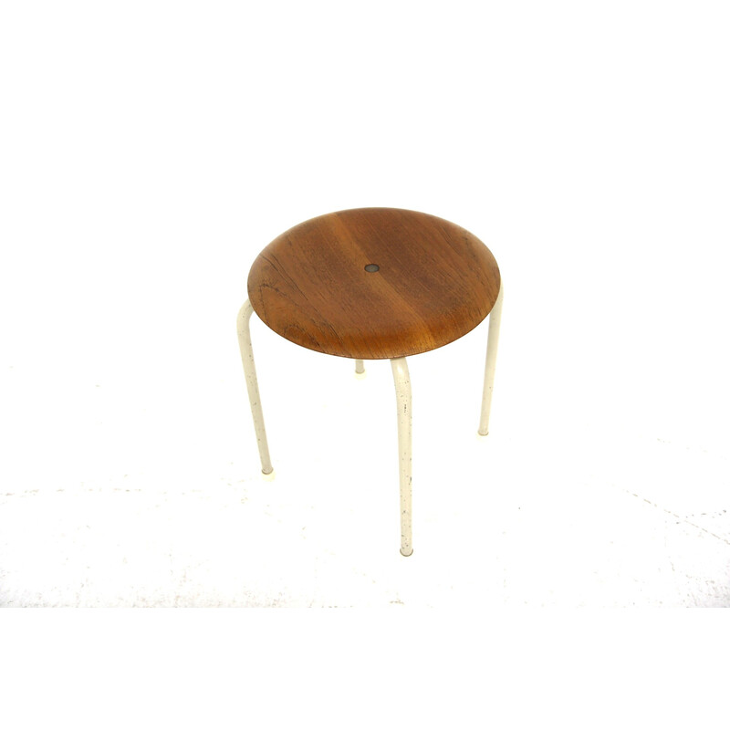 Vintage teak and metal stool, Sweden 1960