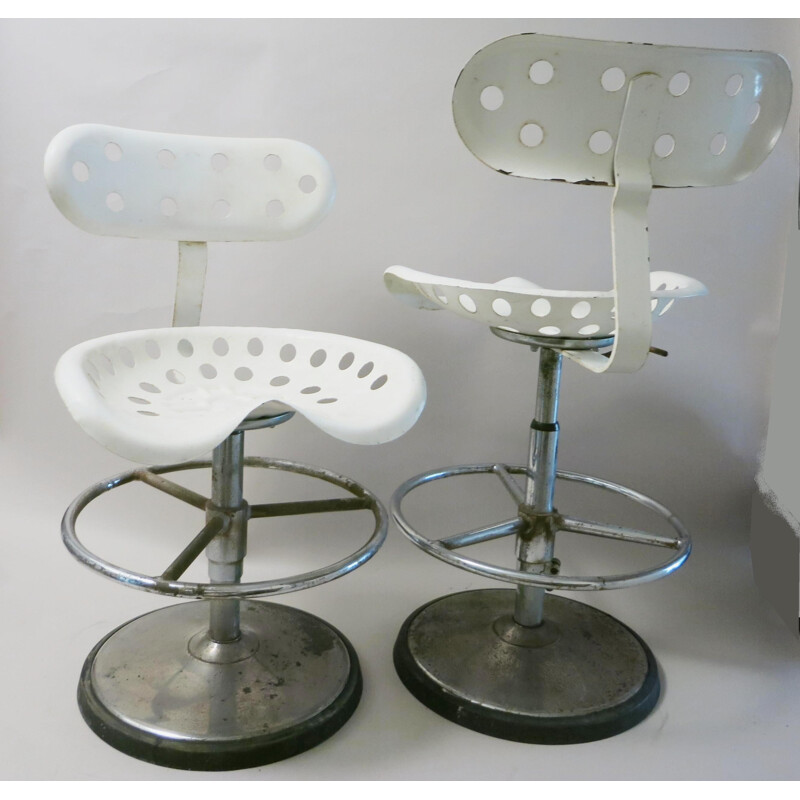 Pair of "Faucheuse" stools, Etienne FERMIGIER - 1970s