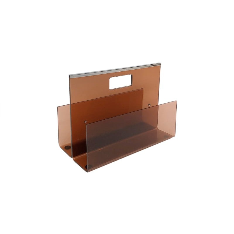 Vintage smoked acrylic magazine rack by Michel Dumas for Roche Bobois, France 1970