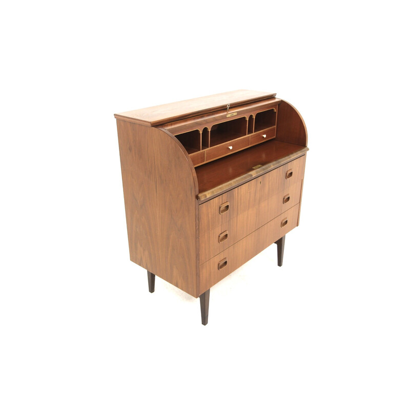 Vintage secretary in walnut and beech, Sweden 1960