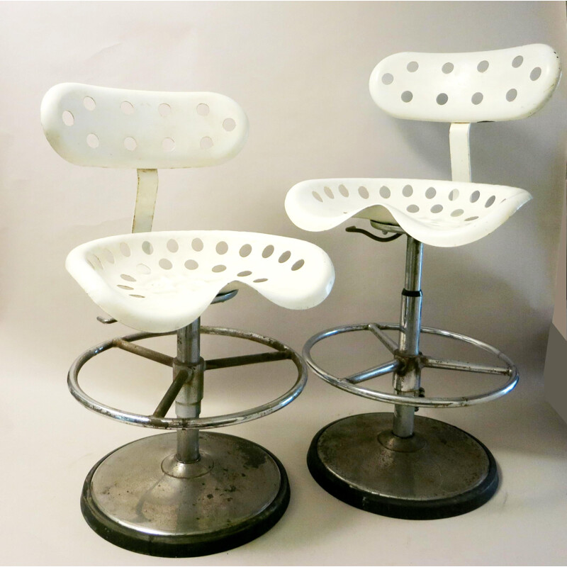 Pair of "Faucheuse" stools, Etienne FERMIGIER - 1970s