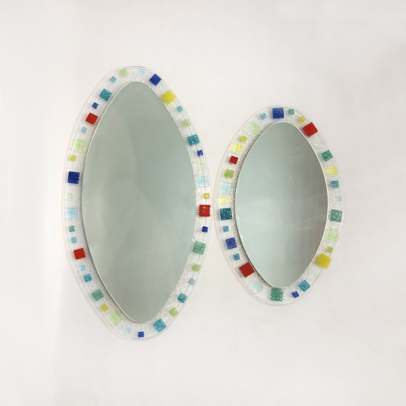 Vintage oval Murano glass wall mirror, 1970