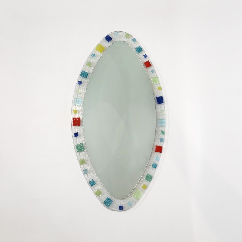 Vintage oval Murano glass wall mirror, 1970