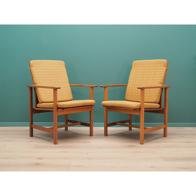 Vintage fauteuils bekleed met stof van Børge Mogensen, Denemarken 1980