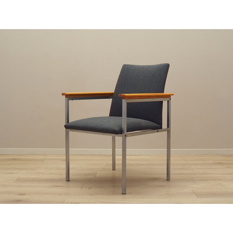 Fauteuil vintage gris en métal et bois par Sigvard Bernadotte pour France et Son, Danemark 1960