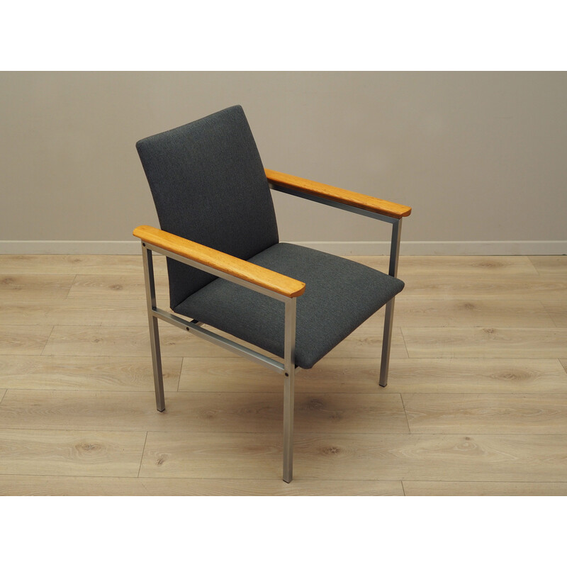 Vintage gray armchair in metal and wood by Sigvard Bernadotte for France et Son, Denmark 1960