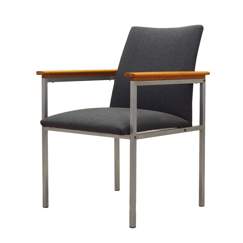 Vintage gray armchair in metal and wood by Sigvard Bernadotte for France et Son, Denmark 1960