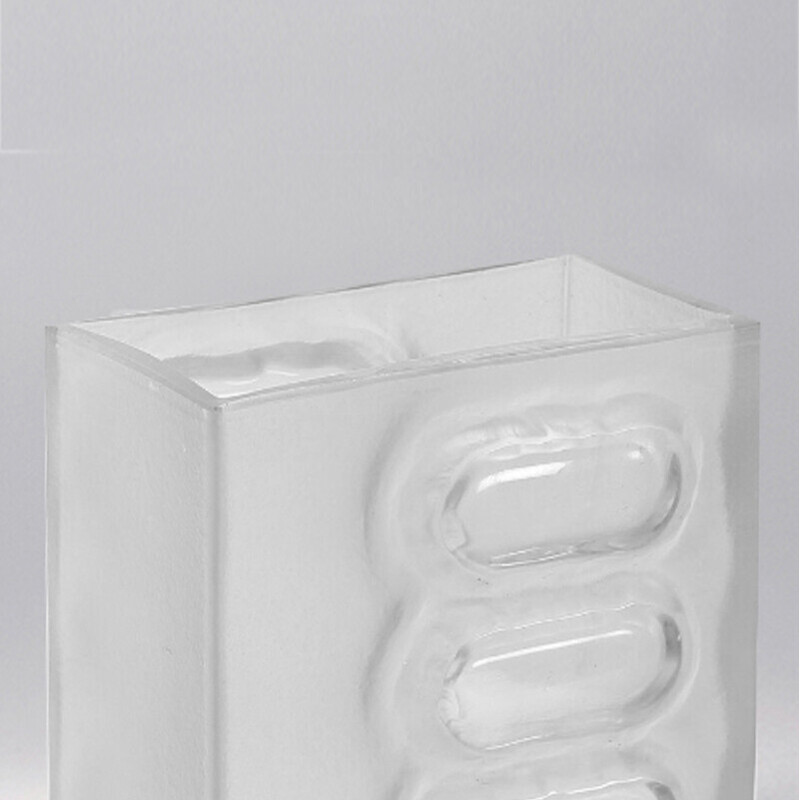 Vintage “Frost” glass vase by Arnolfo Di Cambio, Italy 1970