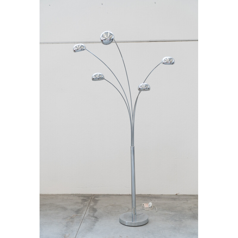 Vintage metal floor lamp with 5 arms, Italy 1970