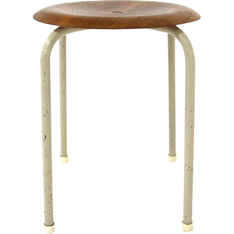 Vintage teak and metal stool, Sweden 1960