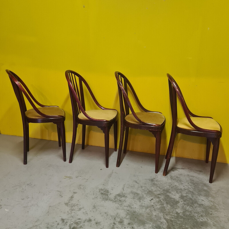 Lot de 4 chaises à repas vintage modèle A846 pour Thonet, Tchecoslovaquie 1922