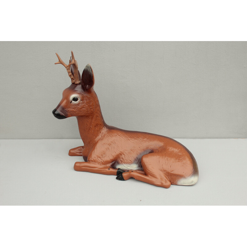 Vintage ceramic and wood deer by August Heissner Manufaktur, 1950