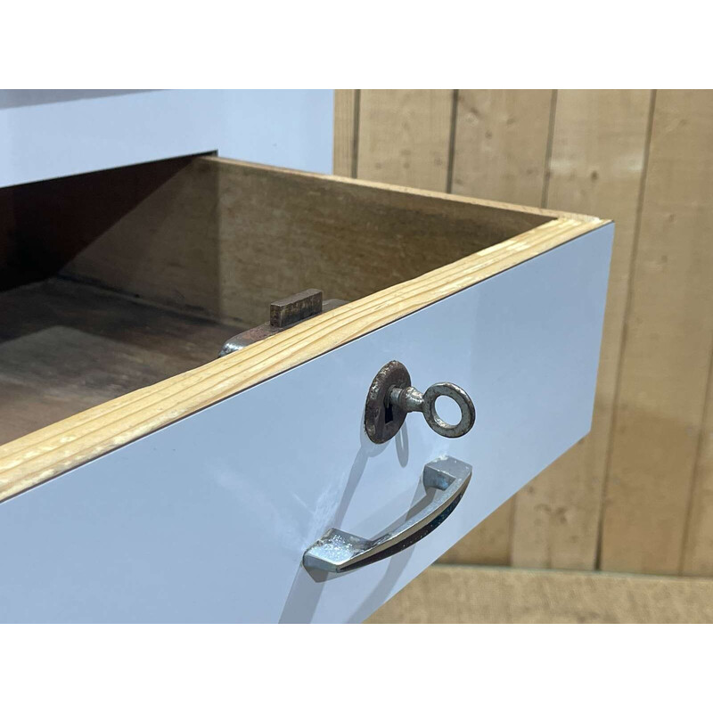 Vintage butcher's checkout counter in formica and black marble, 1950