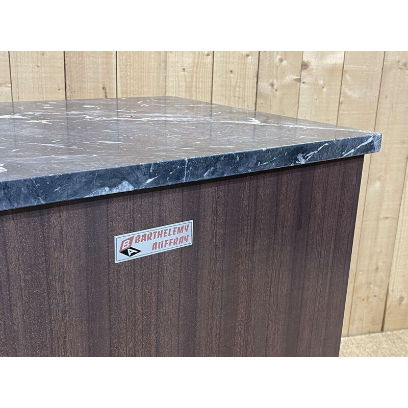 Vintage butcher's checkout counter in formica and black marble, 1950