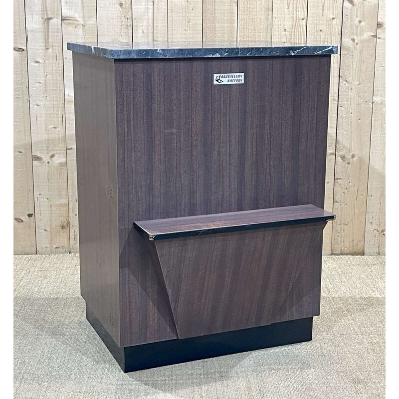 Vintage butcher's checkout counter in formica and black marble, 1950