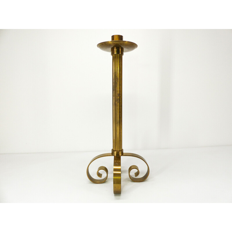 Vintage gilt brass candlestick by Ivar Ålenius Björk for Ystal Metall, 1960