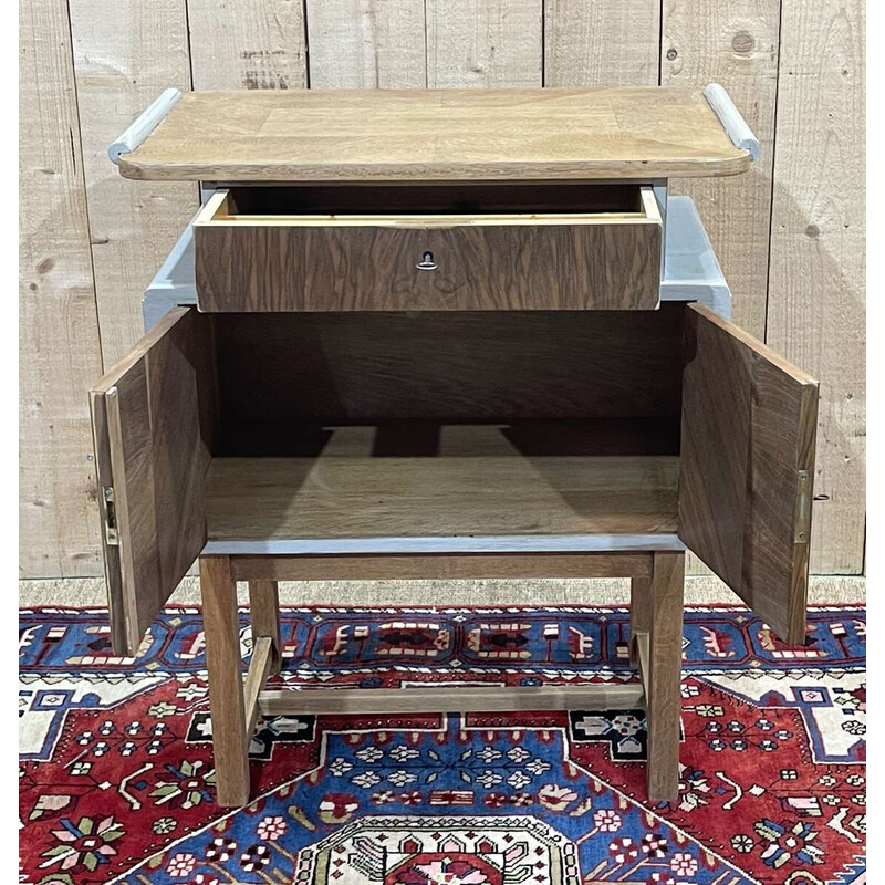 Vintage oak and walnut bedside table, 1930