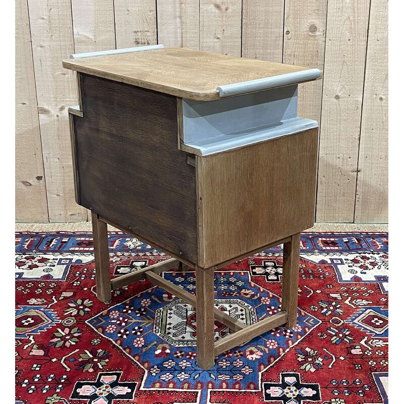 Vintage oak and walnut bedside table, 1930