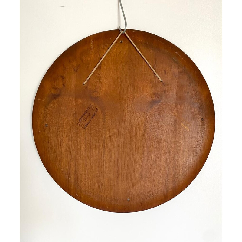 Miroir vintage en bois massif courbé, Italie 1960