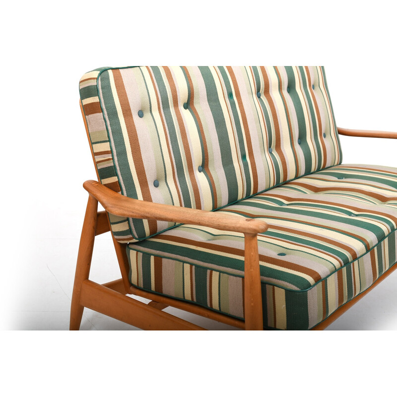 Vintage FD161 2-seater sofa in teak and beech by Arne Vodder for France and Daverkosen, Denmark 1950