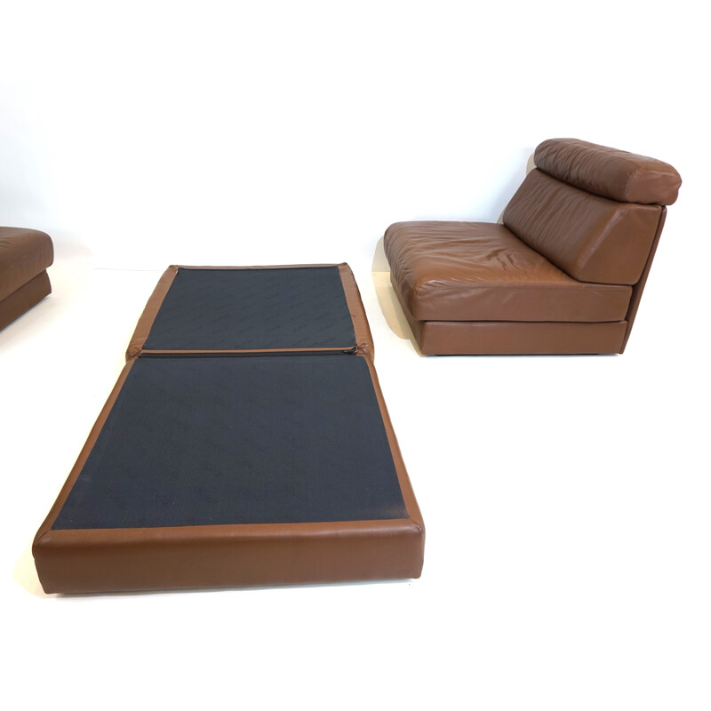 Vintage 3-seater DS 77 modular leather sofa for De Sede, Switzerland 1965