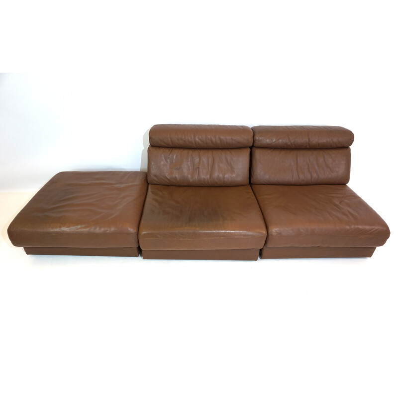 Vintage 3-seater DS 77 modular leather sofa for De Sede, Switzerland 1965