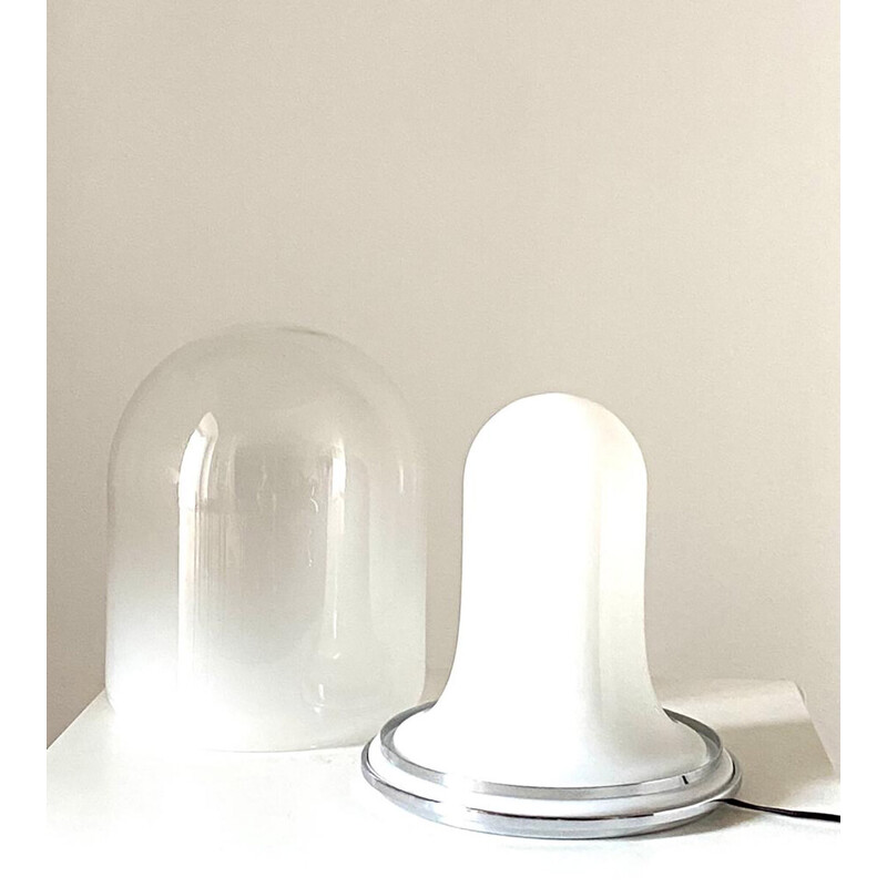 Lampe de table vintage en verre de Murano et acier chromé, Italie 1960