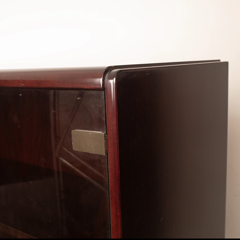 Vintage “Daniel” furniture in African rosewood and smoked glass by Paolo Piva, Italy 1970