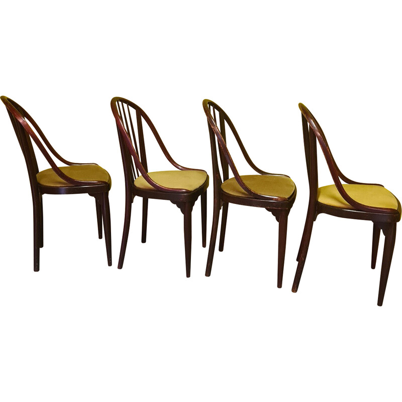 Conjunto de 4 cadeiras de jantar vintage modelo A846 para Thonet, Checoslováquia 1922