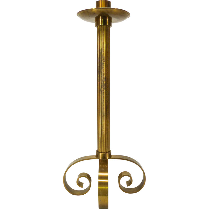 Vintage gilt brass candlestick by Ivar Ålenius Björk for Ystal Metall, 1960