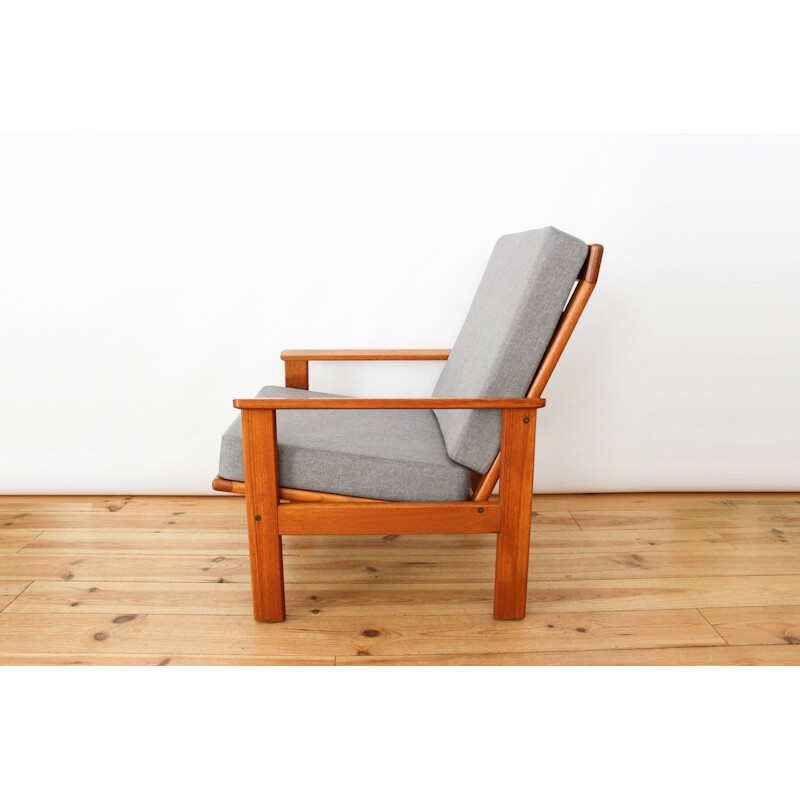 Grey Scandinavian re-upholstered armchair - 1960s