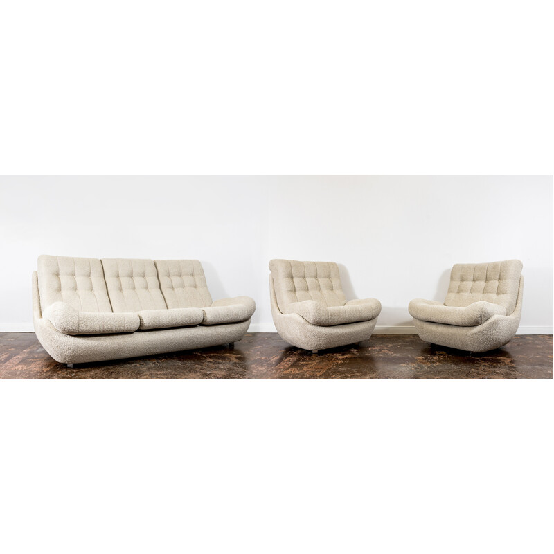 Vintage Atlantis loop living room set, Czechoslovakia 1970