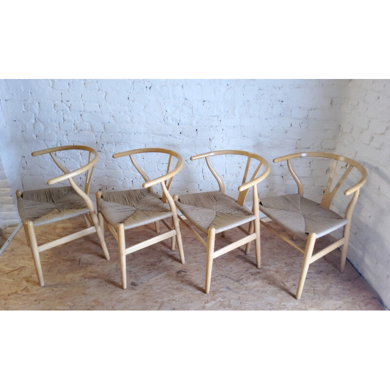 Set of 4 vintage CH24 Wishbone oak dining chairs by Hans Wegner for Carl Hansen, 1960