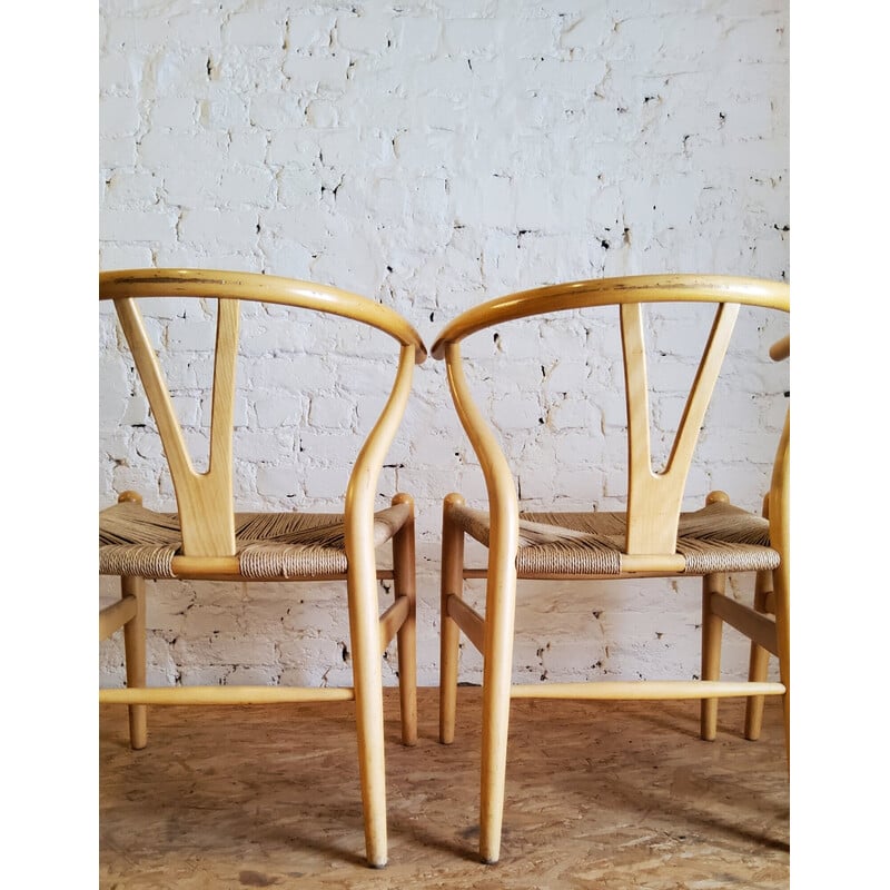 Conjunto de 4 cadeiras de jantar vintage CH24 Wishbone em carvalho de Hans Wegner para Carl Hansen, 1960
