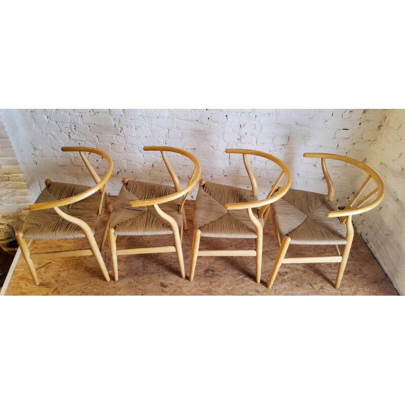 Set di 4 sedie da pranzo vintage CH24 Wishbone in rovere di Hans Wegner per Carl Hansen, 1960