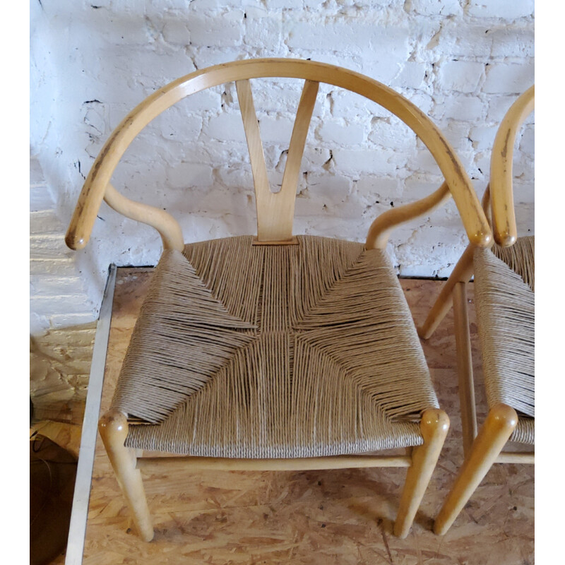Conjunto de 4 cadeiras de jantar vintage CH24 Wishbone em carvalho de Hans Wegner para Carl Hansen, 1960