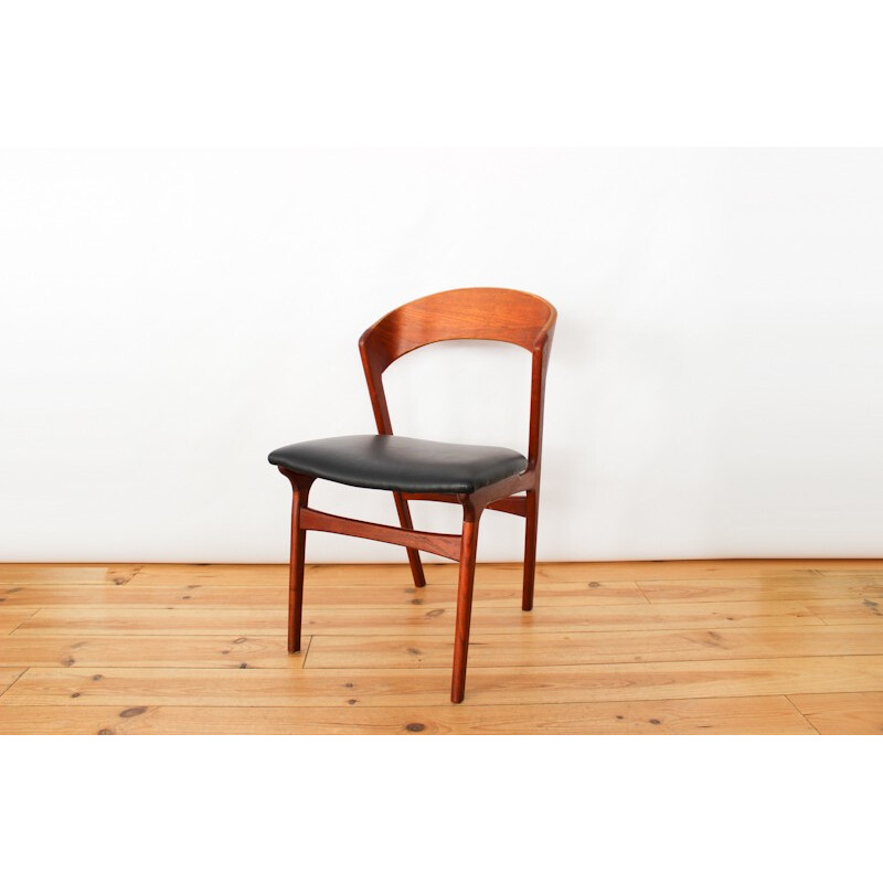 Leatherette and teak table chair by Kai Kristiansen - 1960s