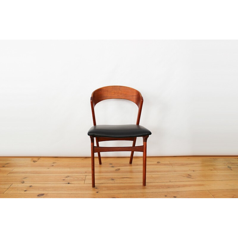 Leatherette and teak table chair by Kai Kristiansen - 1960s