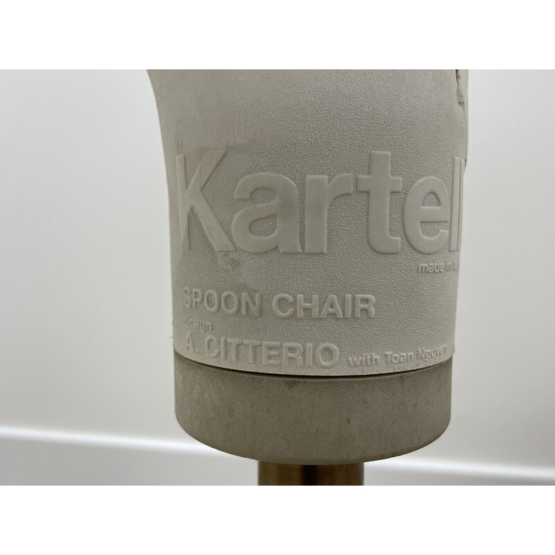 Spoon vintage office chair in white plastic and cushion by Kartell