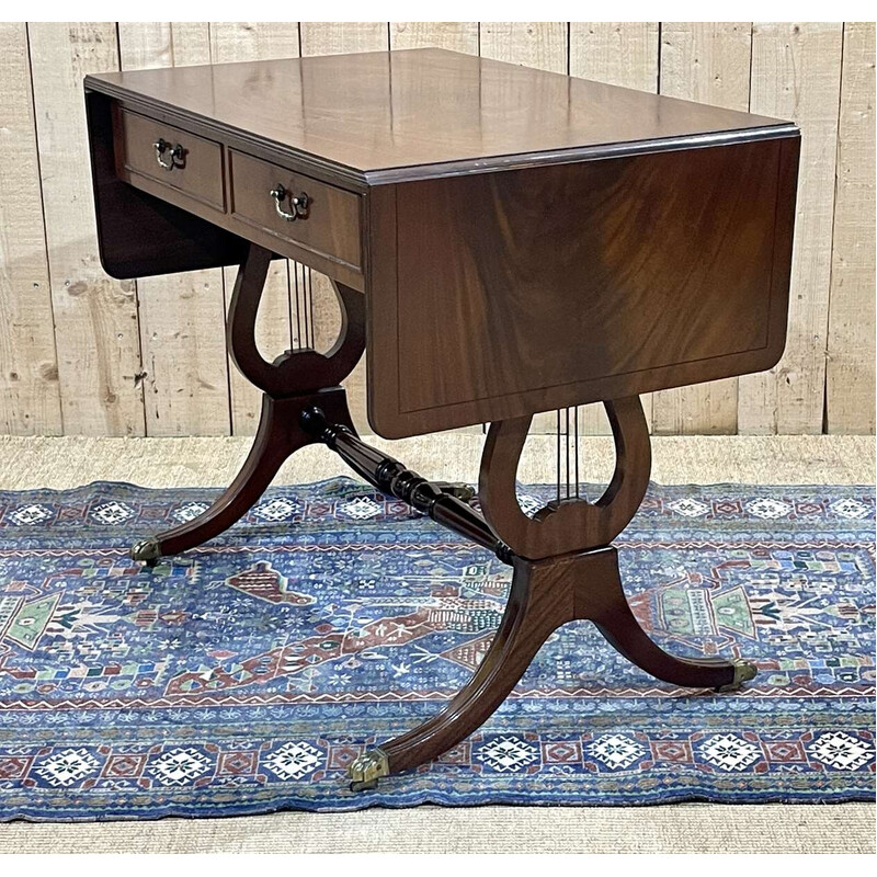 Vintage English mahogany drop-leaf desk, 1950