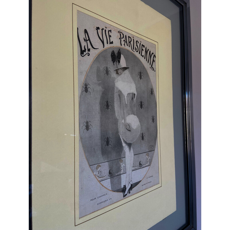 Tableau vintage "La vie Parisienne pour charmer le cafard" avec cadre en aluminium, 1913